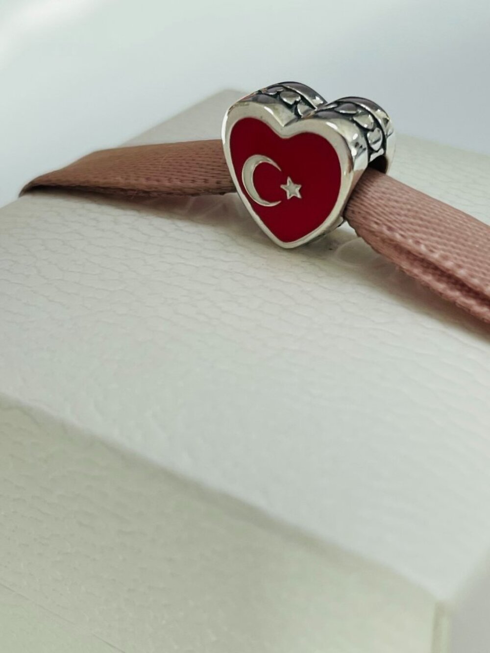 Pandora Turkey Heart Flag Charm Travel Pendant
